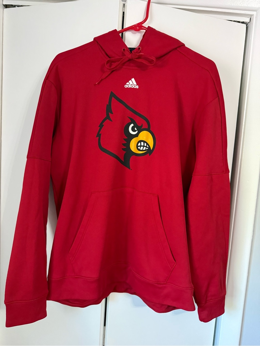 adidas Red University of Louisville Cardinals Pullover Hoodie with Mascot Logo